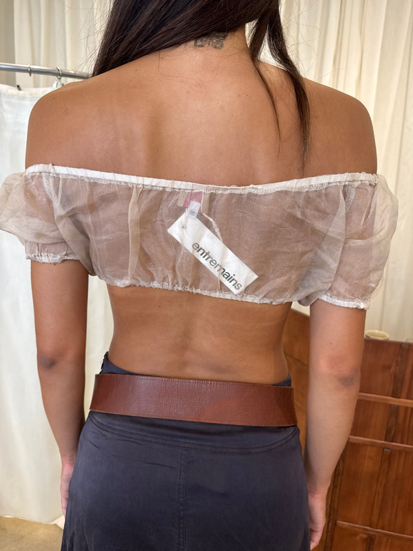 Sheer nude crop top
