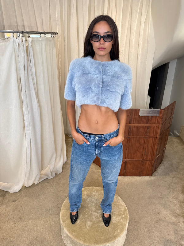 Light blue mink fur bolero