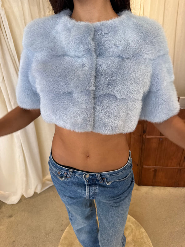 Light blue mink fur bolero