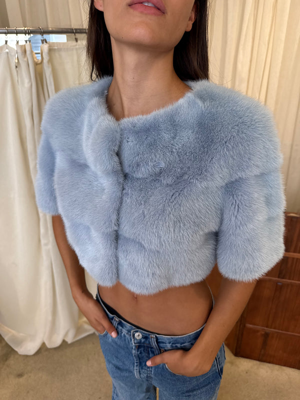 Light blue mink fur bolero