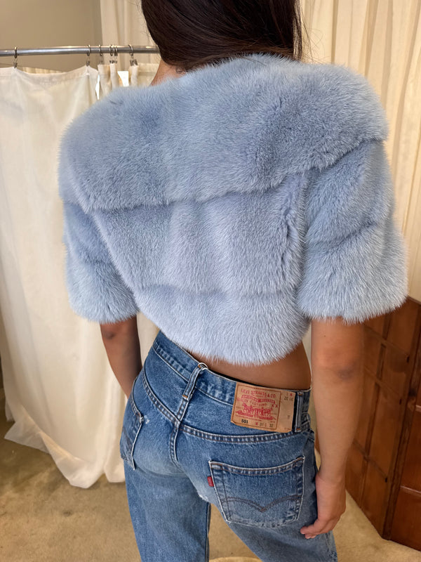 Light blue mink fur bolero