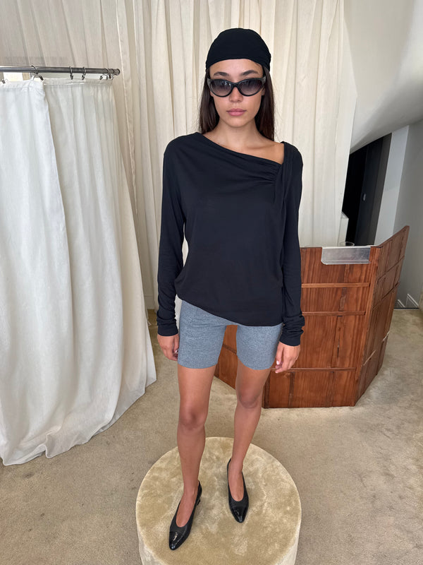 Armani black asymmetric top.