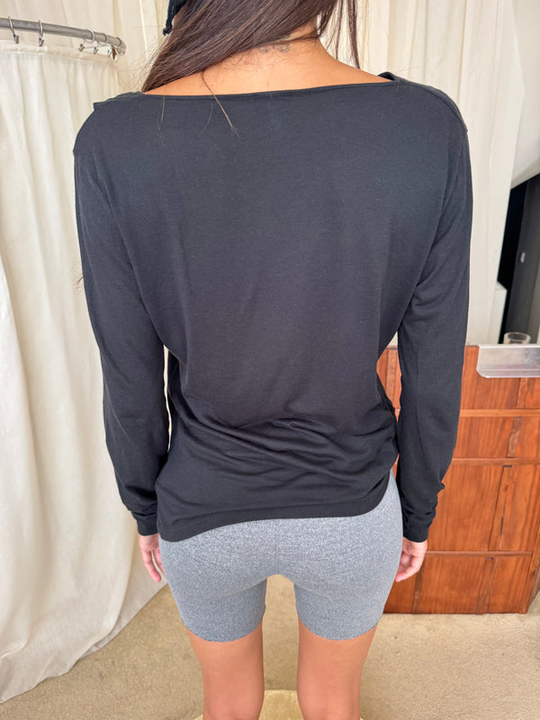 Armani black asymmetric top.
