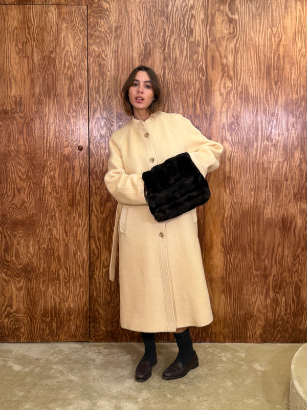 Deep Brown Real-Fur Clutch