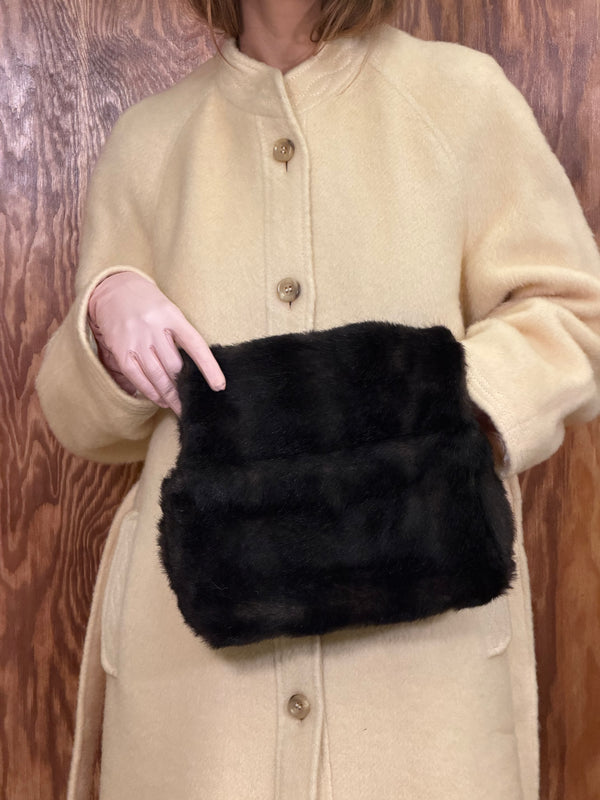 Deep Brown Real-Fur Clutch