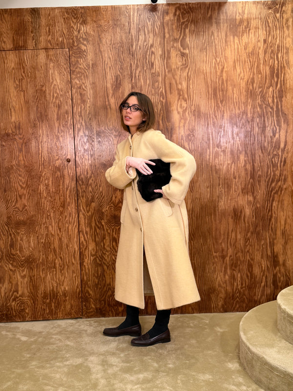 Deep Brown Real-Fur Clutch