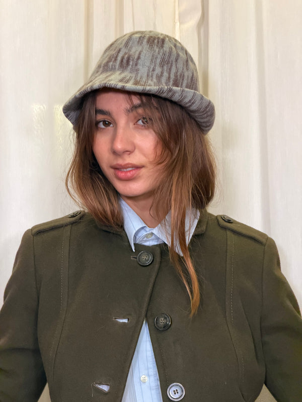 Grey/Green Wool Bucket Hat
