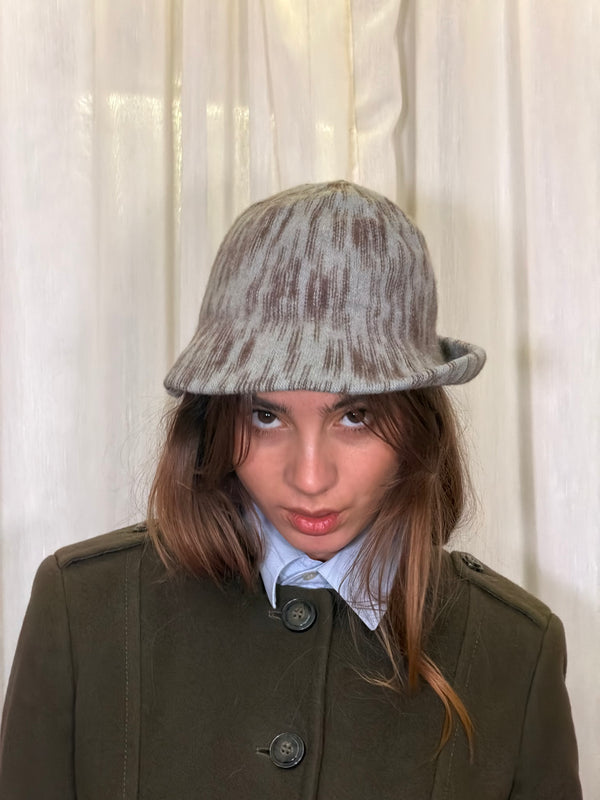 Grey/Green Wool Bucket Hat