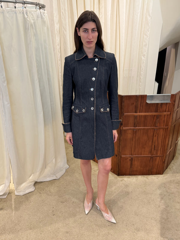 Denim trench coat