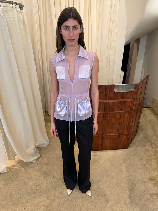 Sheer purple top