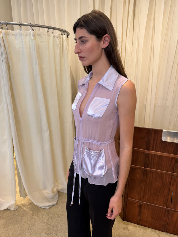 Sheer purple top