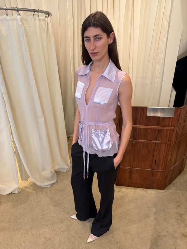 Sheer purple top