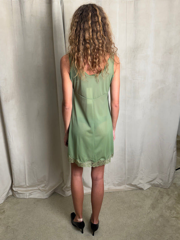 Green slip dress