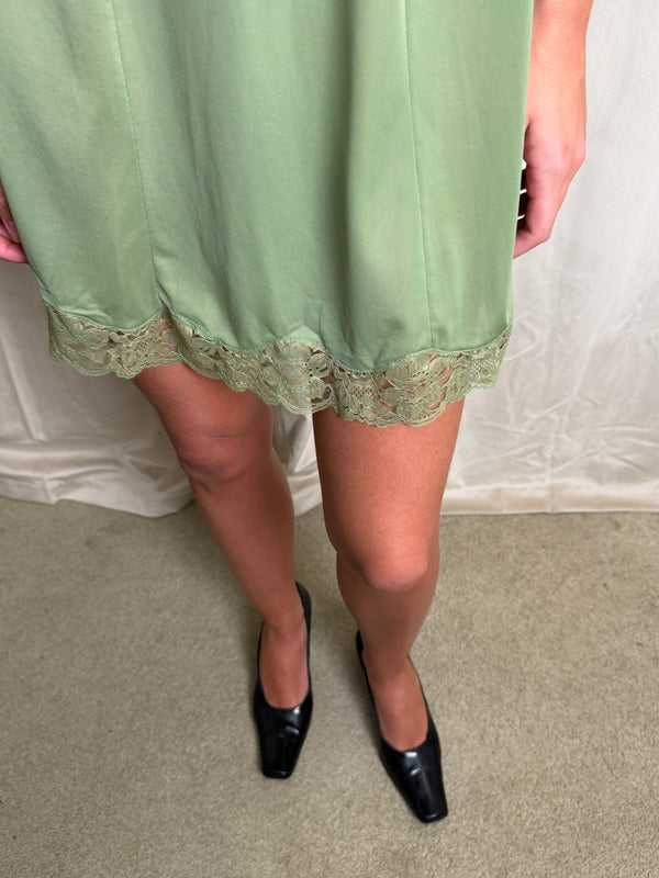 Green slip dress
