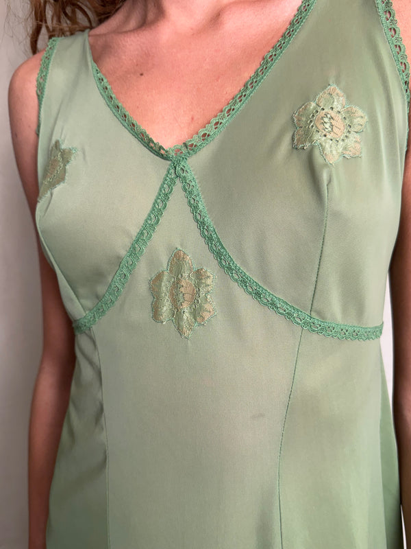Green slip dress