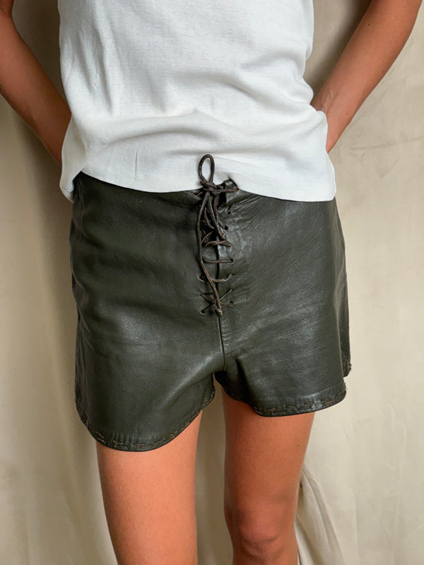 Leather shorts