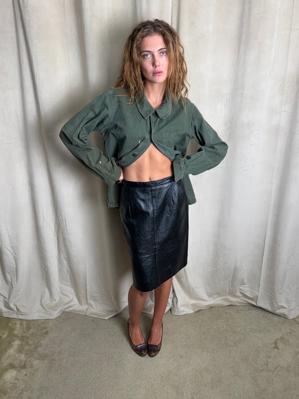 Black leather skirt