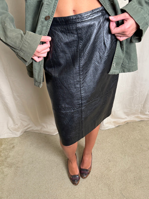 Black leather skirt