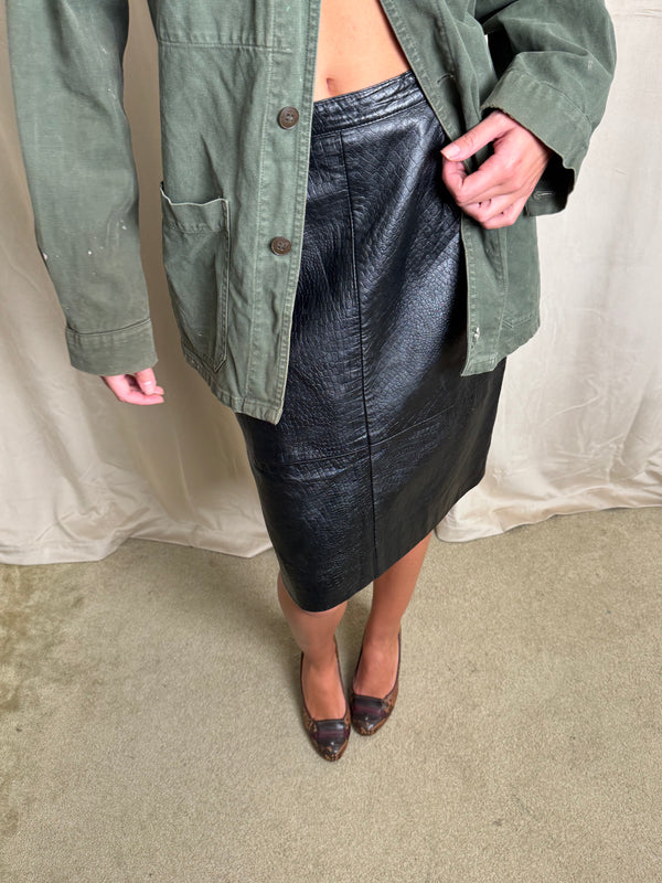 Black leather skirt