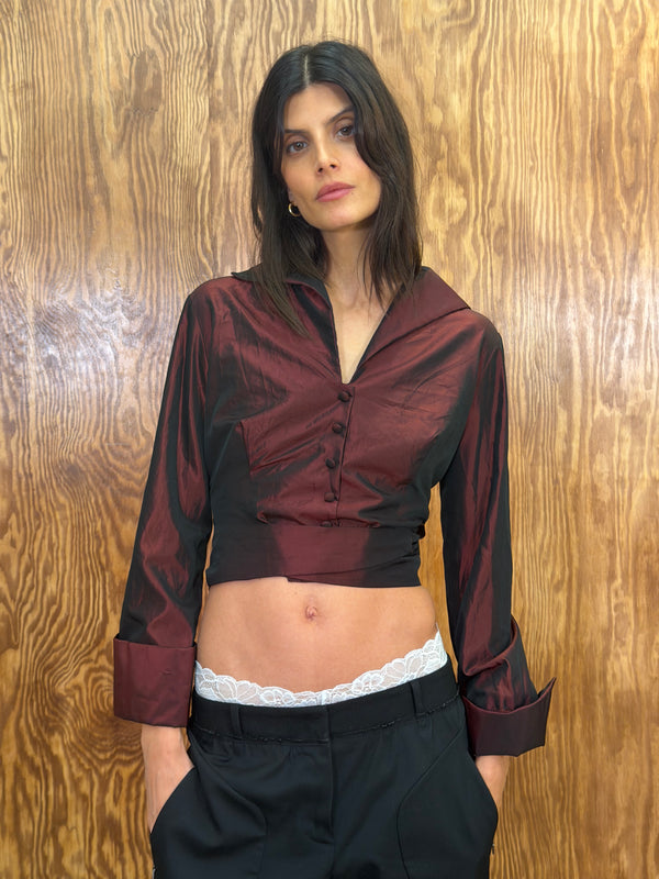 Open Back Bordeaux Shirt