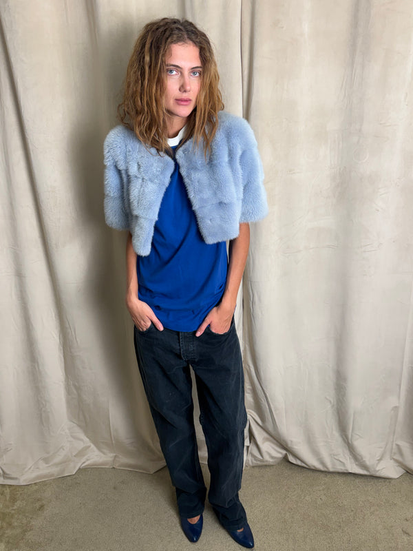 Blue fur bolero