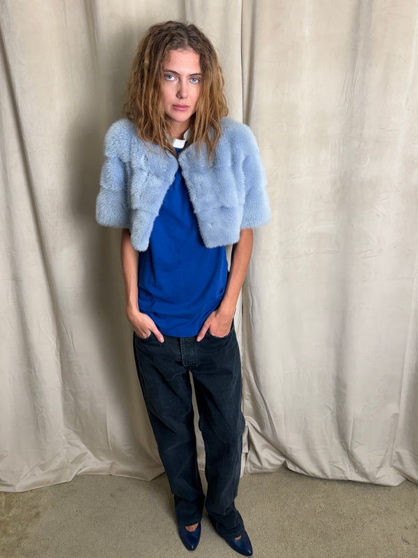Blue fur bolero