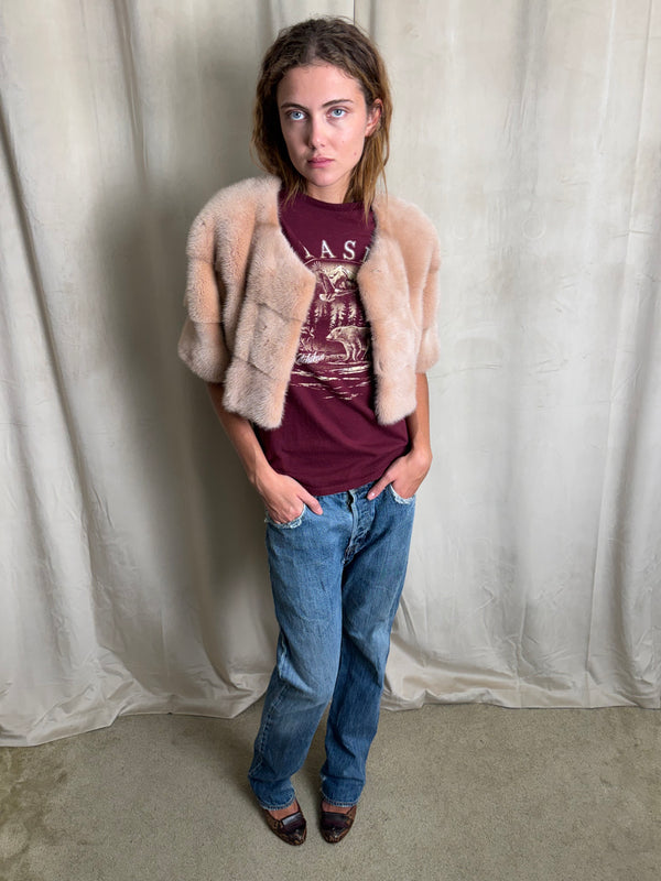 Pink fur bolero