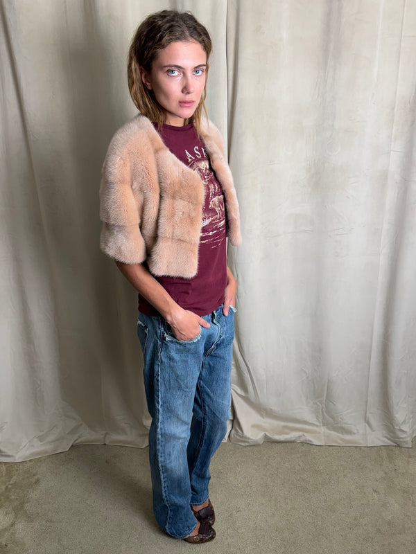 Pink fur bolero