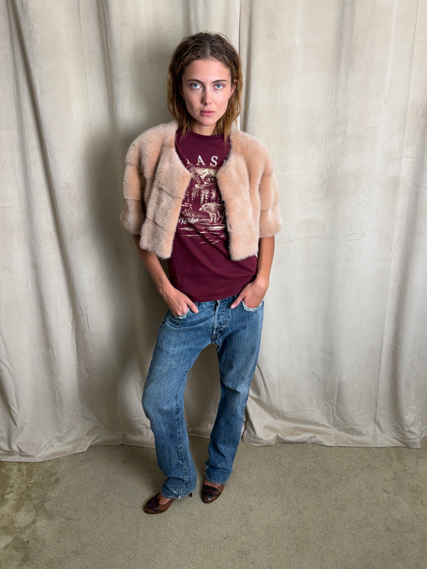 Pink fur bolero