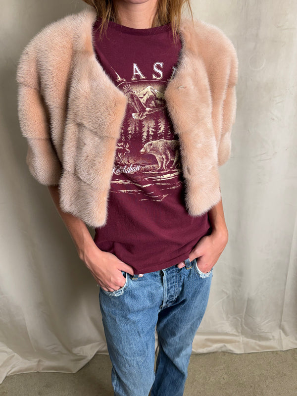 Pink fur bolero