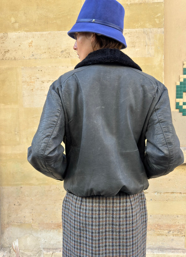 Leather bomber jacket