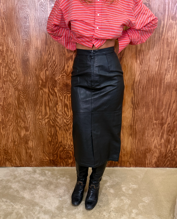 Black leather skirt