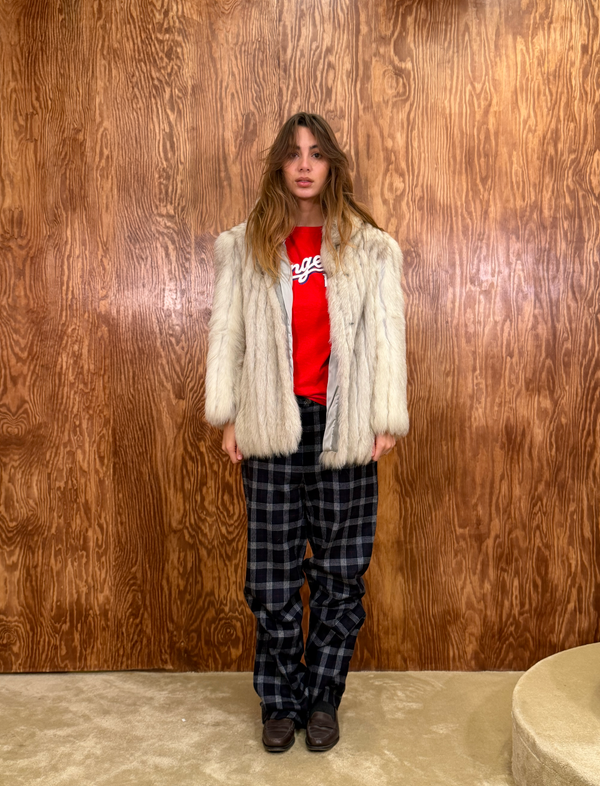 White real-fur short jacket