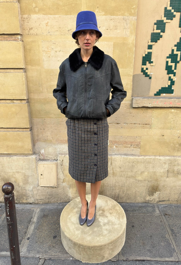 Checked wool skirt