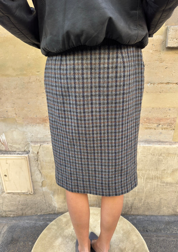 Checked wool skirt