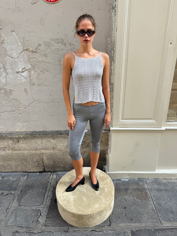 Grey satin-effect leggings