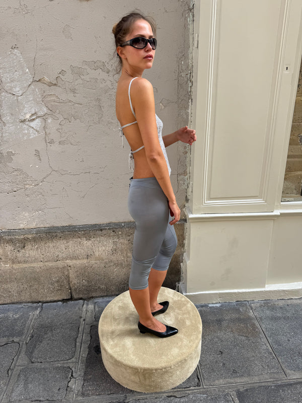 Grey satin-effect leggings