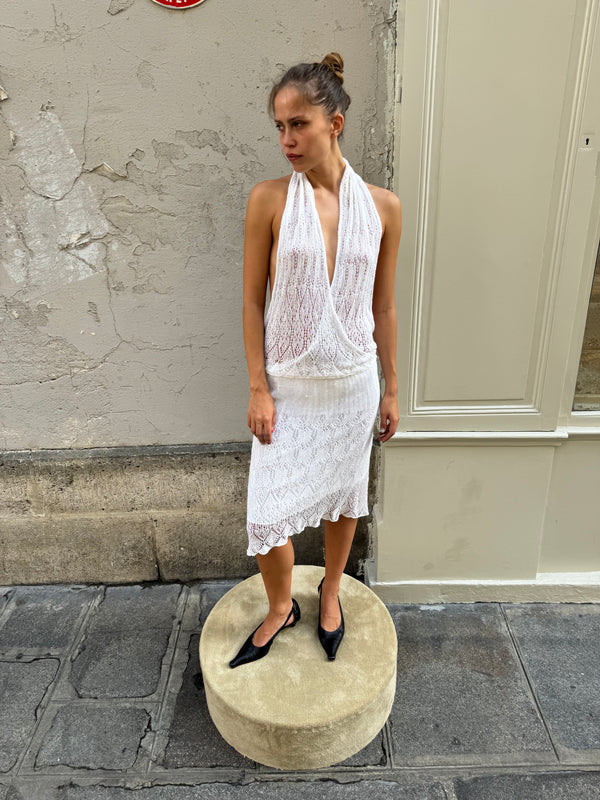 Backless crochet dress