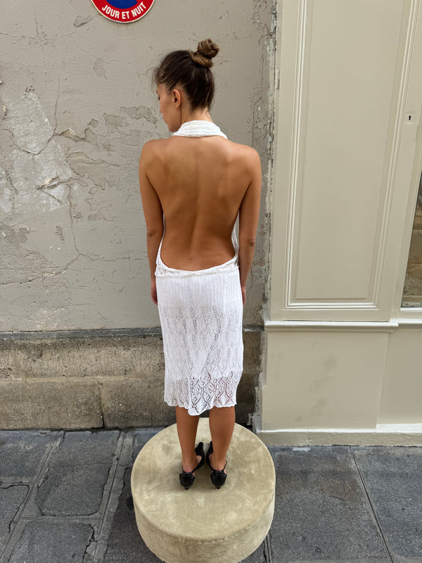 Backless crochet dress