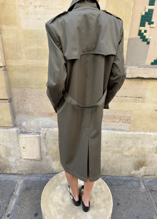 Khaki military trench coat