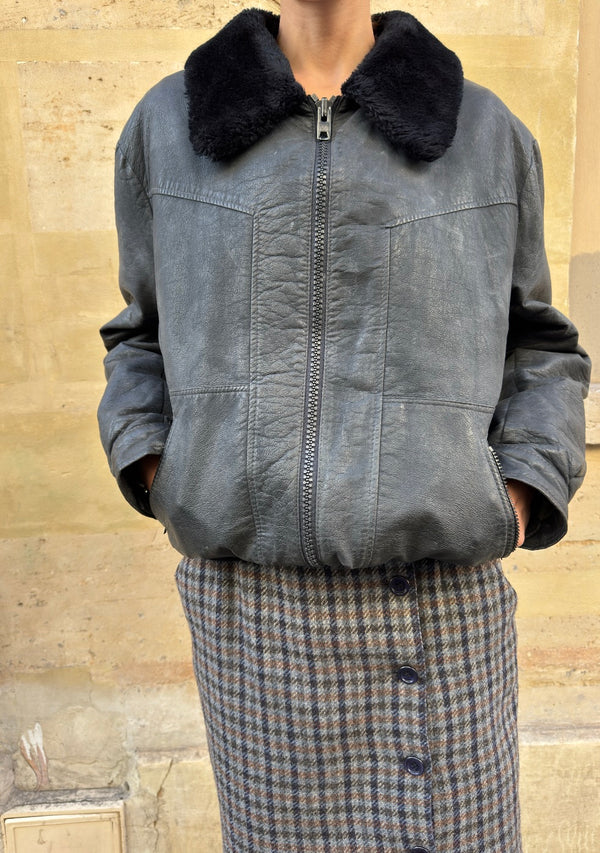 Checked wool skirt