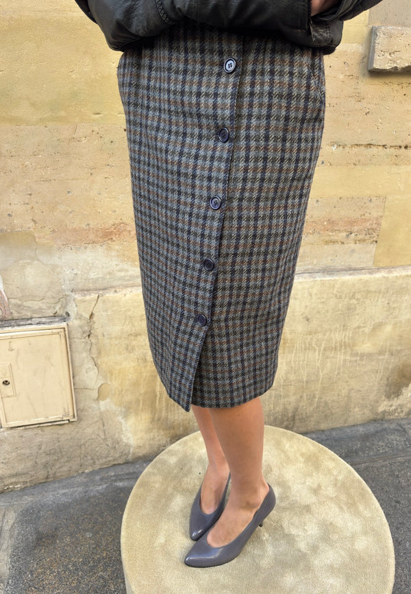Checked wool skirt